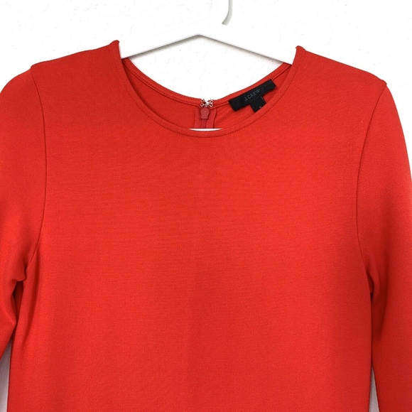 J. Crew Red Long Sleeve Pleated Ponte Dress - Picture 3 of 8